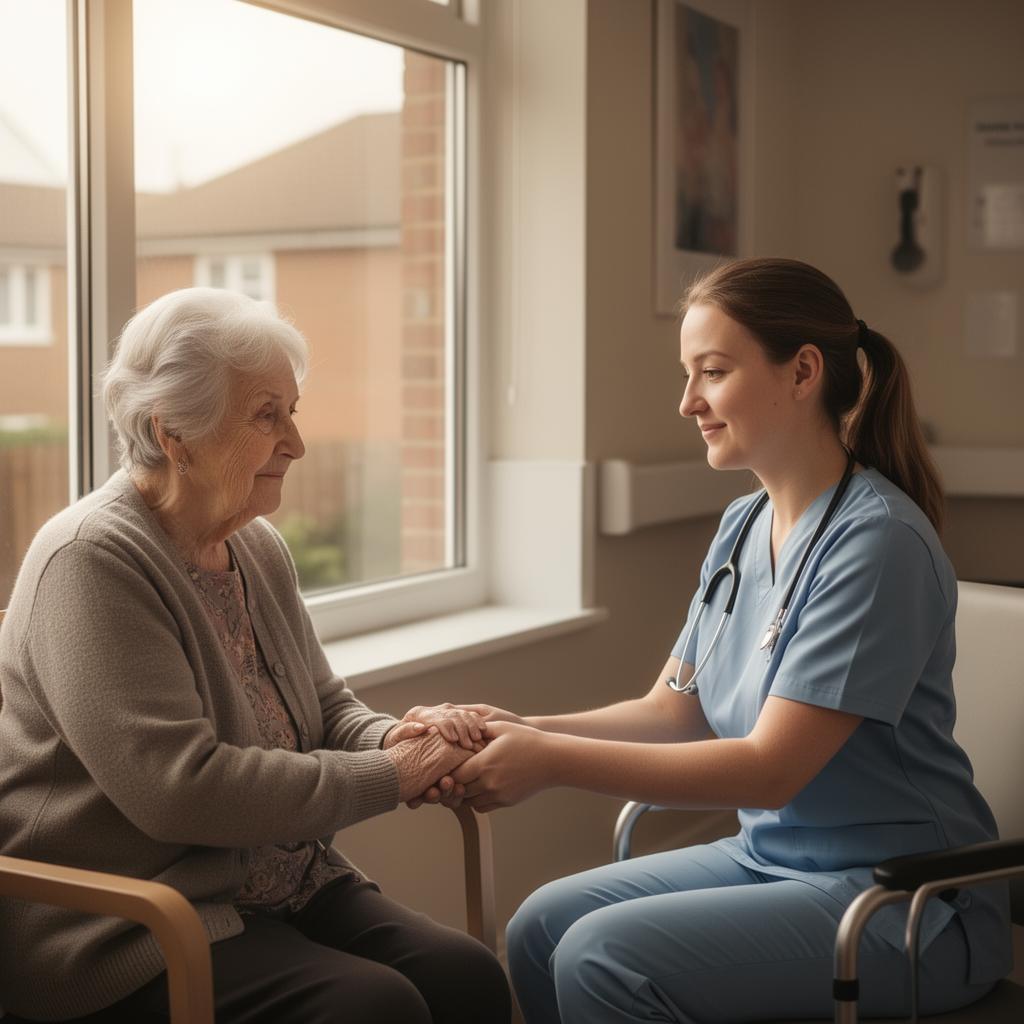 Care worker with elderly resident