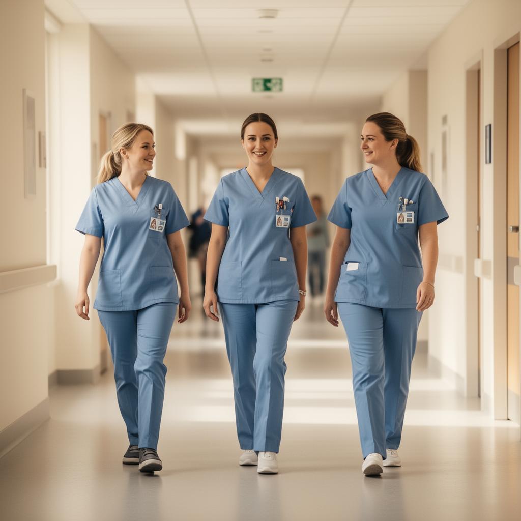 Nurses in hospital corridor